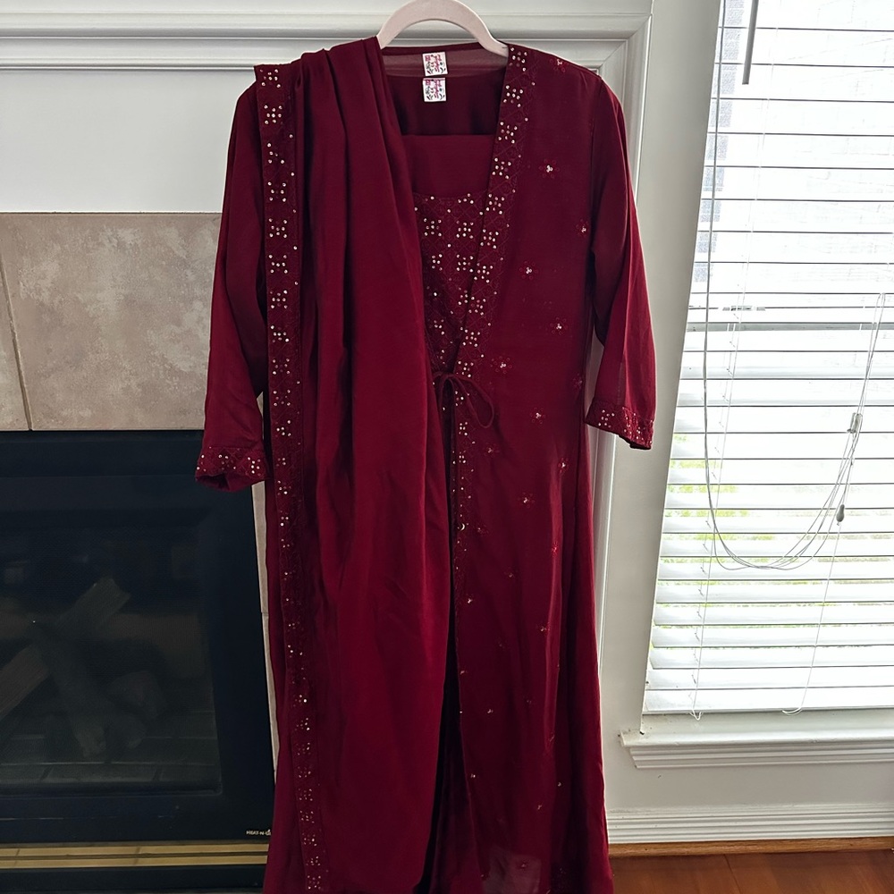 Traditional Elegant Red Embellished Set